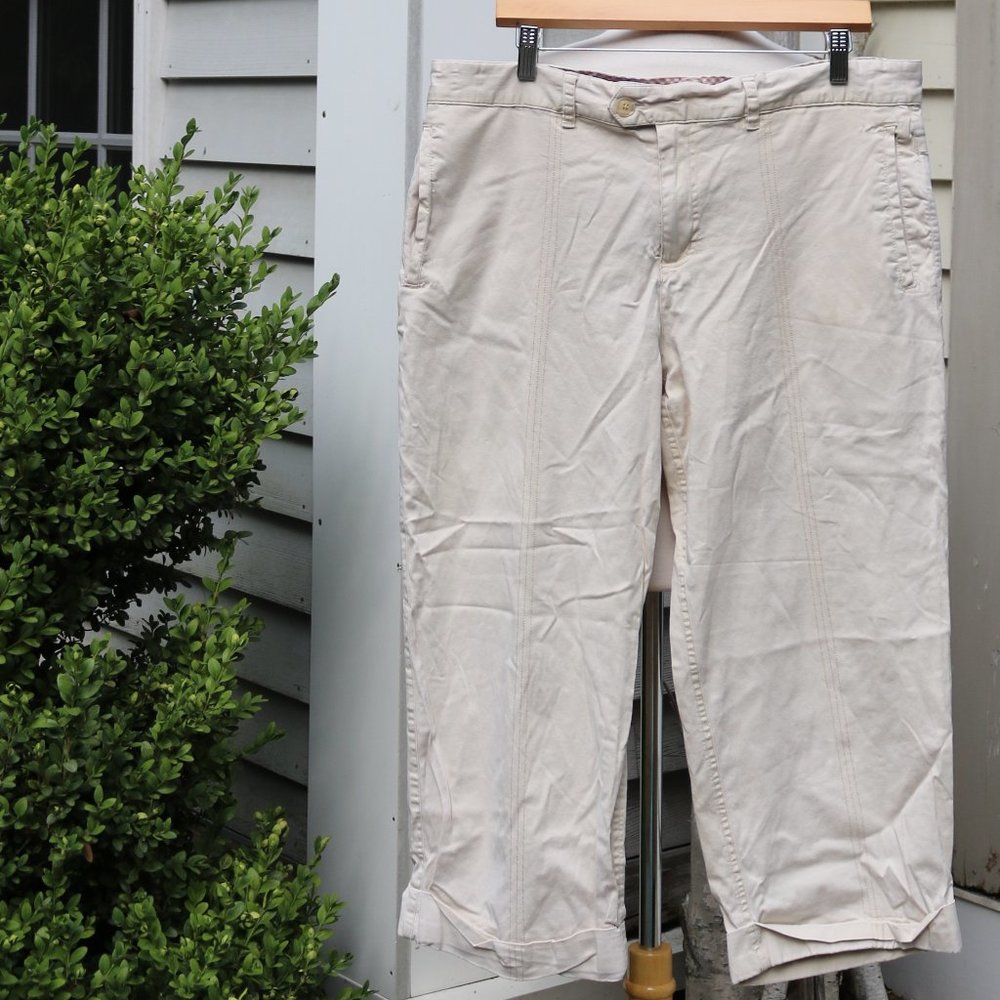 oobe Stone Khaki Cotton Classic Cropped Pants Sz 14